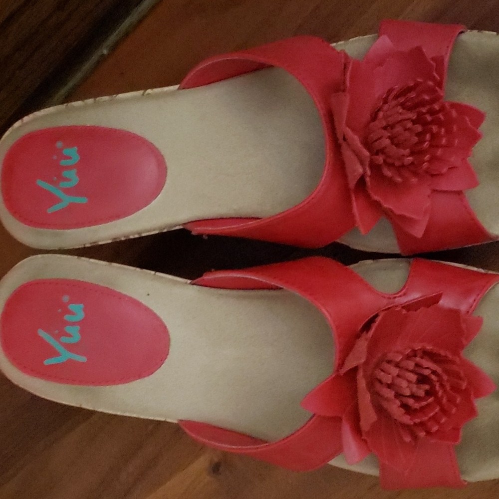 Sandals  -  Red Leather